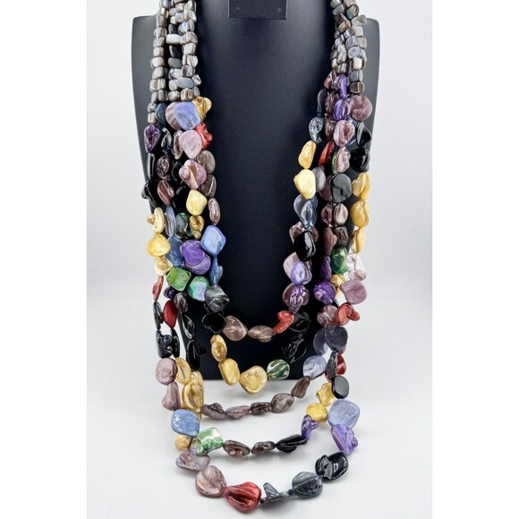 Signed BARSE 925 Sterling Silver Multi-Strand Shell Necklace Boho Resort Retro - Picture 1 of 15